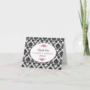 Vintage rouge noir et blanc Merci Mariage damassé