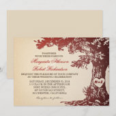vintage rouge vieil arbre de chêne invitations mar (Devant / Derrière)