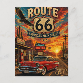 Vintage Route 66 America's Main Street Arend Retro Briefkaart
