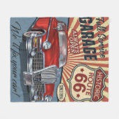 Vintage Route 66 Fleece Deken (Voorkant (Horizontaal))