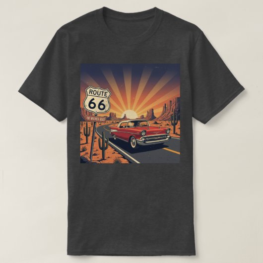 Vintage Route 66 Sunset  T-shirt (Design voorkant)