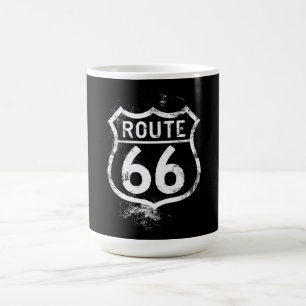 Vintage Route 66-verweerd bord Americana-reizen Koffiemok