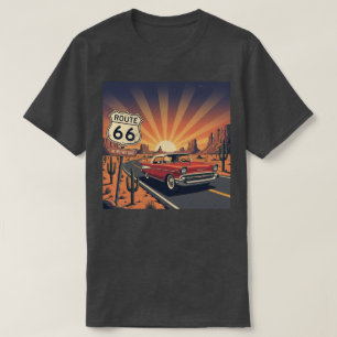 Vintage Route 66 Zonsondergang T-shirt