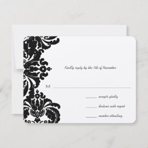 Vintage Royal Black Mariage damassé RSVP