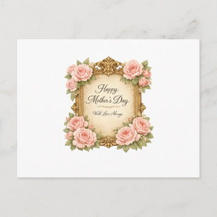 Vintage Roze Frame Moederdag Antiek Feestdagenkaart