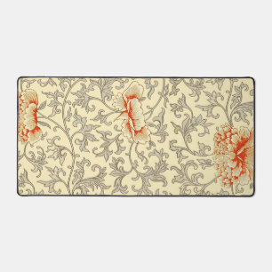 Vintage Roze Grijs Botanische Bloemen Bureaumat