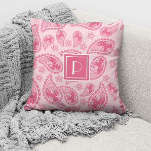 Vintage Roze Paisley Monogram Kussen