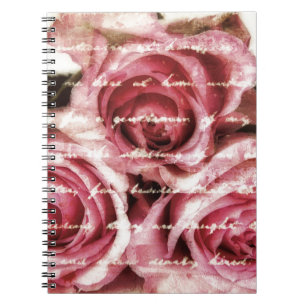 Vintage Roze Rozen Notitieboek