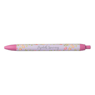 Vintage Roze Rozen Victoriaans Gebloemd Gepersonal Zwarte Inkt Pen
