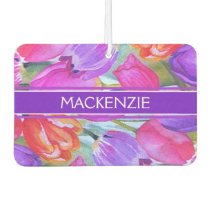 Vintage roze Tulip Waterverf Floral Luchtverfrisser