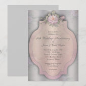 Vintage Roze Zilveren 25e Jubileumfeestje Kaart (Voorkant / Achterkant)