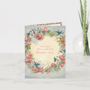 Vintage Rozen, Kant en Blauwe Vogels Bruiloftsdouc