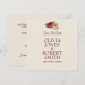 Vintage Rozen Save The Date (Voorkant / Achterkant)