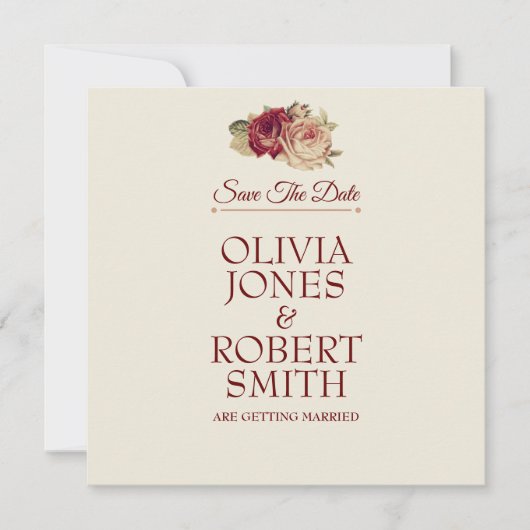 Vintage Rozen Save The Date (Voorkant)