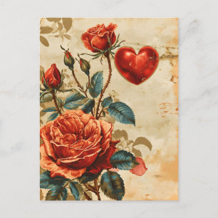 Vintage Rozen Valentijnsdag Briefkaart