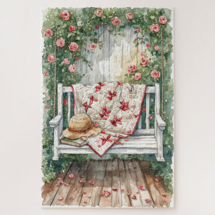 Vintage Rozenschaukel met Quilt Charme Legpuzzel