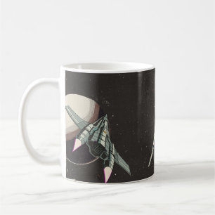 vintage ruimteschip patroon koffiemok