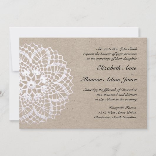 Vintage Russe Doily Faire-part de mariage (Devant)