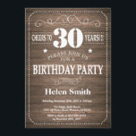 Vintage Rustic 30th Birthday Invitation<br><div class="desc">Invitation Rustic 30th Birthday Arrière - plan Rustic Wood. Anniversaire adulte. Hommes ou femmes, anniversaire. Enfants Garçon ou fille Ado Anniversaire adolescente Invitation . 13e 15e 16e 18e 20e 21e 30e 40e 50e 60e 70e 80e 90e 100e. N'Importe Quel Âge. Pour plus de personnalisation, cliquez sur le bouton "Customiser" et...</div>