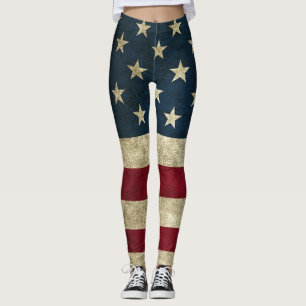 Vintage Rustic Amerikaanse Vlag Patriottische Legg Leggings