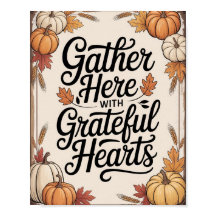 Vintage Rustic Autumn - “Gather Here with Grateful