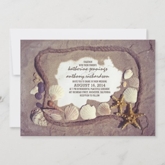 Vintage Rustic Beach Wedding Invitation (Devant)