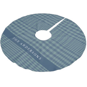 Vintage Rustic Blauw Glen Plaid Gepersonaliseerd Kerstboom Rok