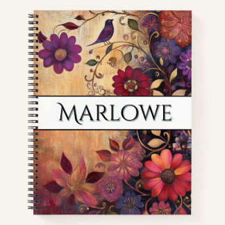 Vintage Rustic Bold Floral Notitieboek
