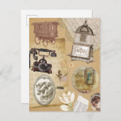 Vintage Rustic Briefkaart Journal Stickers (Voorkant / Achterkant)
