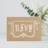 Vintage Rustic Burlap Wedding RSVP (Debout devant)