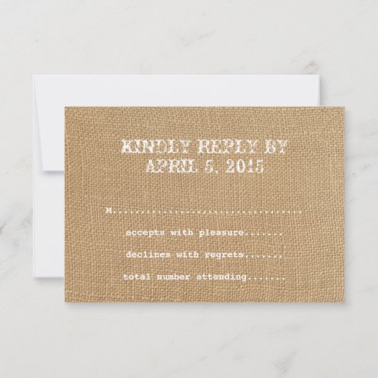 Vintage Rustic Burlap Wedding RSVP (Dos)