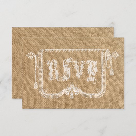 Vintage Rustic Burlap Wedding RSVP (Devant / Derrière)