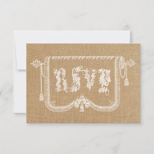 Vintage Rustic Burlap Wedding RSVP Kaartje (Voorkant)