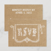 Vintage Rustic Burlap Wedding RSVP Kaartje (Voorkant / Achterkant)