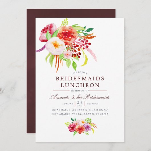 Vintage Rustic Charm Bridesmaitres Invitation de d (Devant / Derrière)