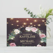 Vintage rustic countryside invite wedding kaart (Staand voorkant)