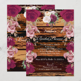 Vintage Rustic Flora Red Pink Vrijgezellenfeest 2 Kaart