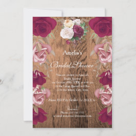 Vintage Rustic Flora Rood Roze Vrijgezellenfeest Kaart