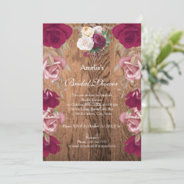 Vintage Rustic Flora Rood Roze Vrijgezellenfeest Kaart