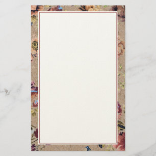 Vintage Rustic Floral Briefpapier