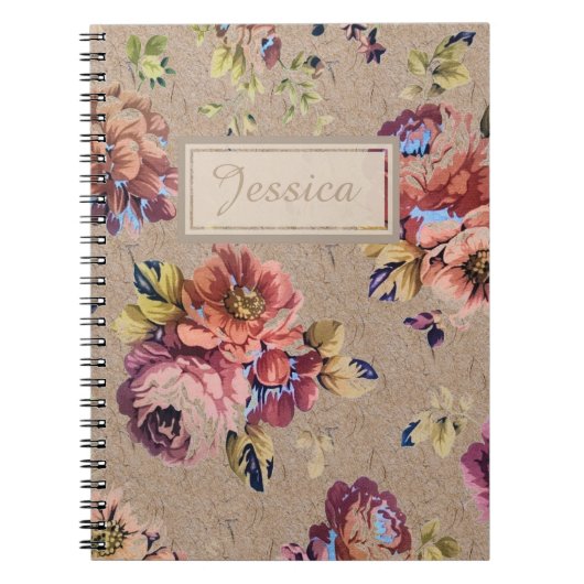 Vintage Rustic Floral Notitieboek (Voorkant)