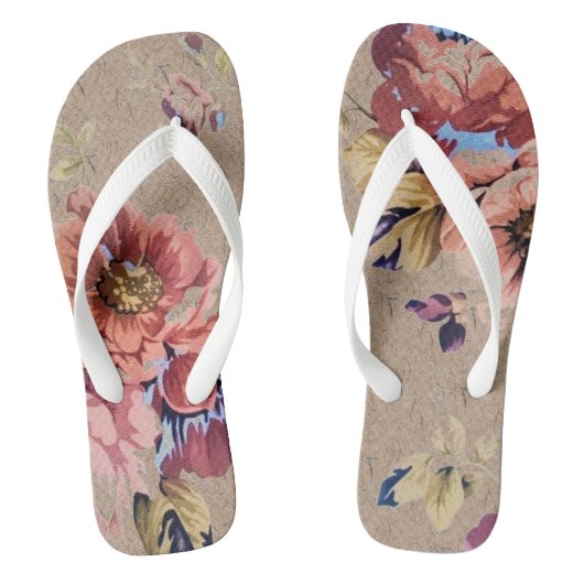 Vintage Rustic Floral Teenslippers (Voetbed)