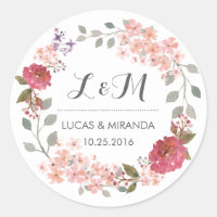 Vintage Rustic Floral Wreath Wedding voor Sticker