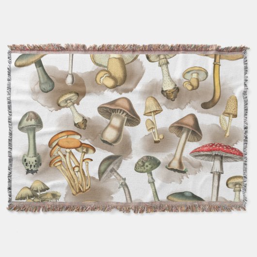 Vintage Rustic Forest Mushrooms Deken (Voorkant)