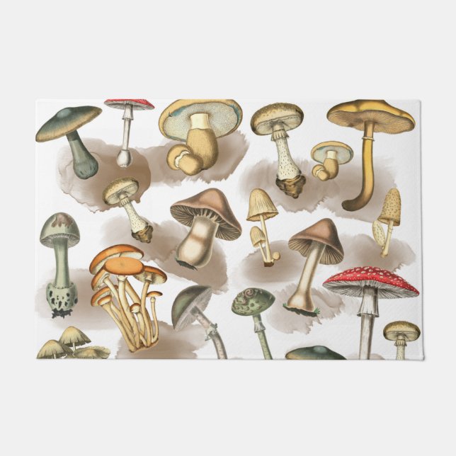 Vintage Rustic Forest Mushrooms Deurmat (Voorkant)