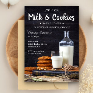 Vintage Rustic Milk and Cookies Baby shower Kaart
