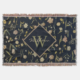 Vintage Rustic Monogram Floral Rug Pattern Deken