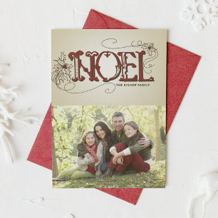 VINTAGE RUSTIC NOEL TYPOGRAPHIE VACANCES CARTE PHO