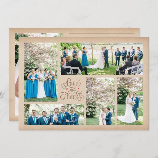 Vintage Rustic Photo Collage Merci Cartes (Devant / Derrière)