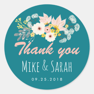 Vintage Rustic Spring Flower Wedding for Sticker